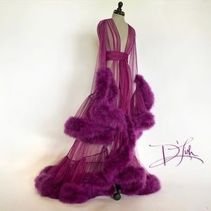 Catherine D’Lish Cassandra sheer gown in plum colour